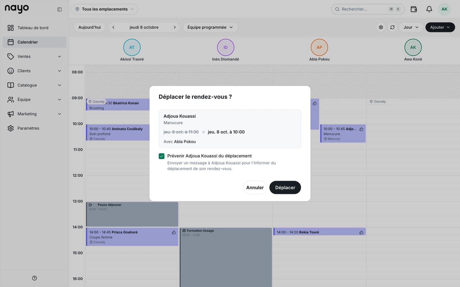 Choix de notifier le client