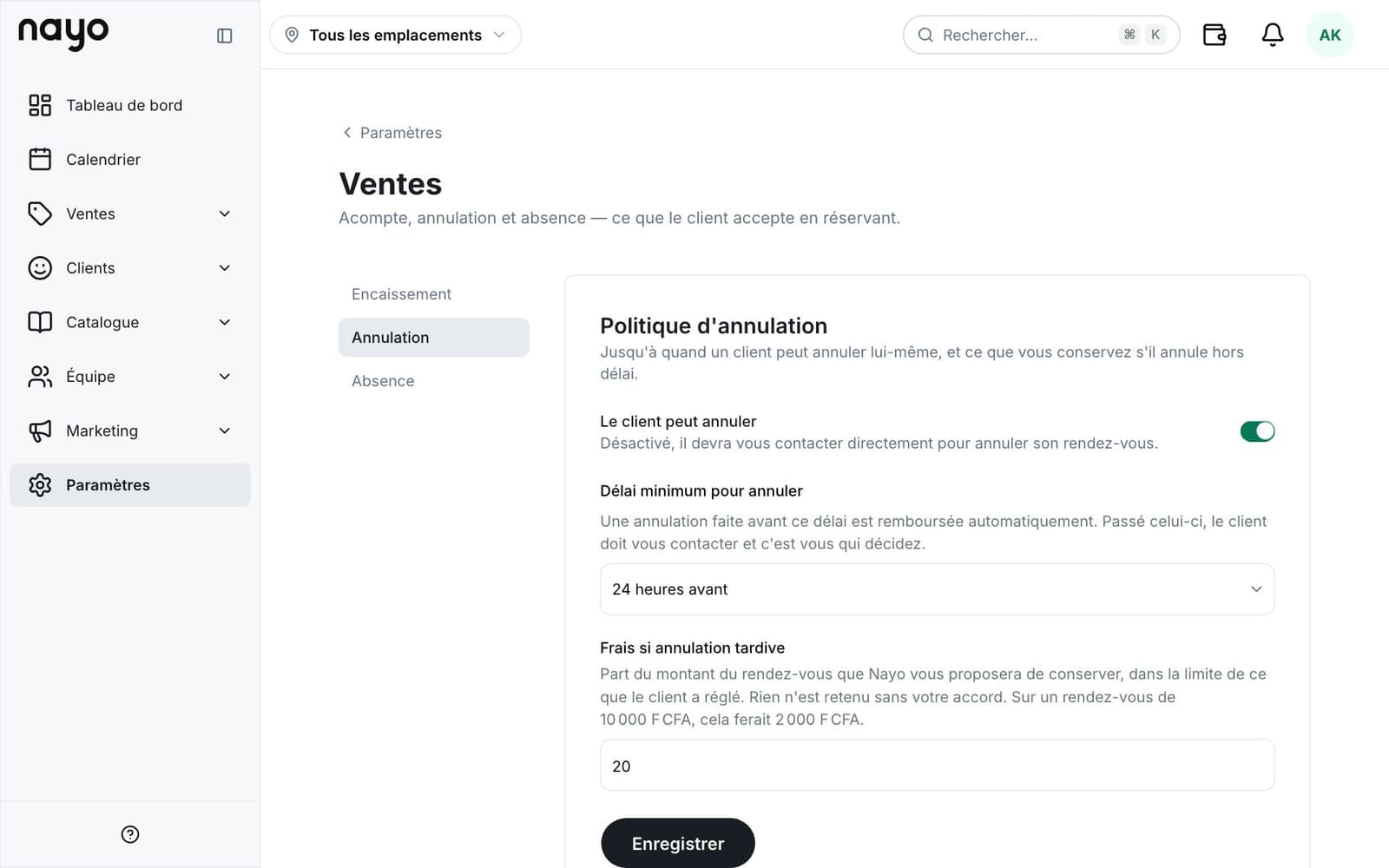 Politique d'annulation