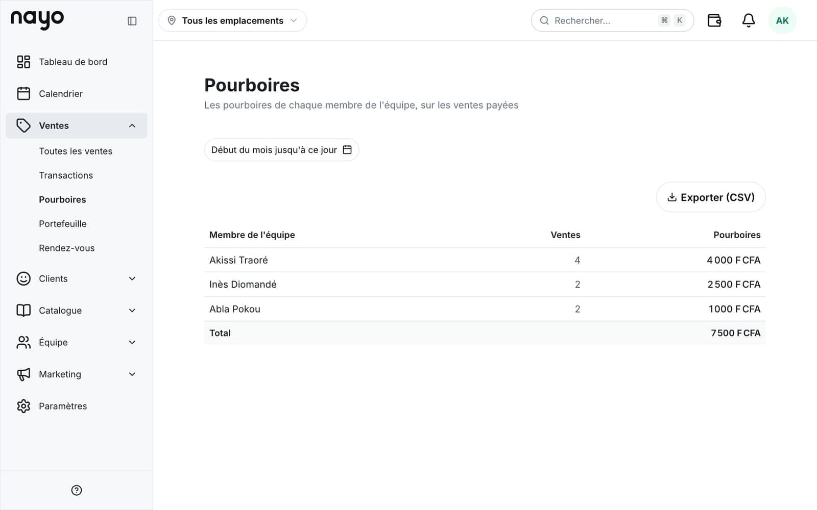 Pourboires