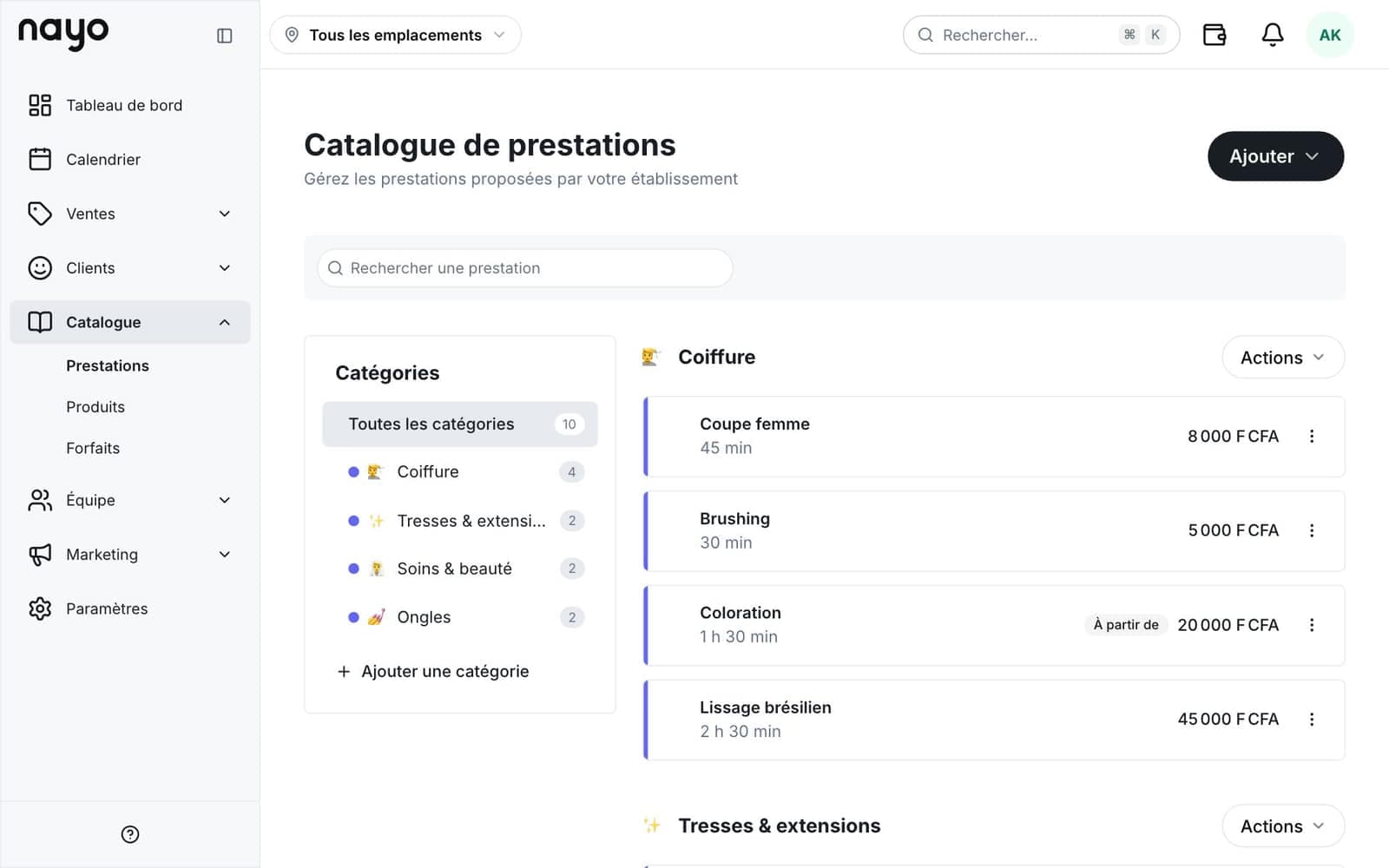 Catalogue de services