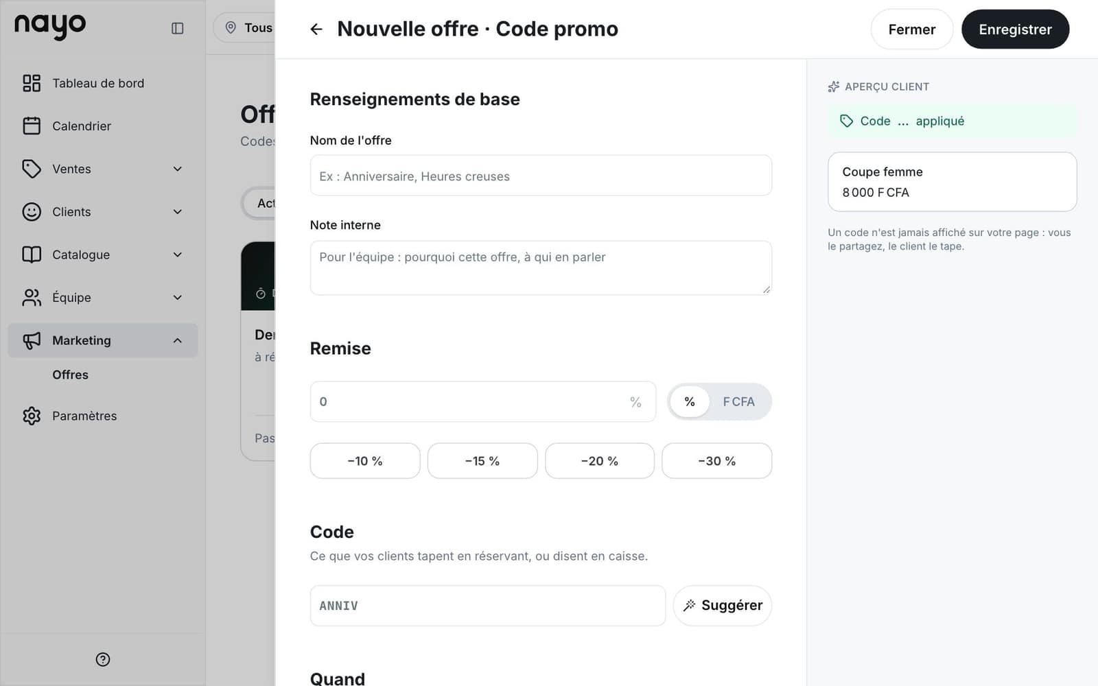 Code promo