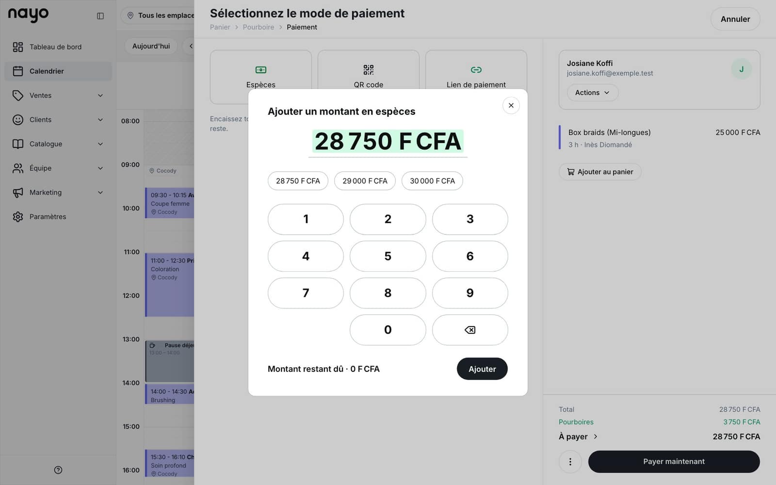 Paiement en espèces