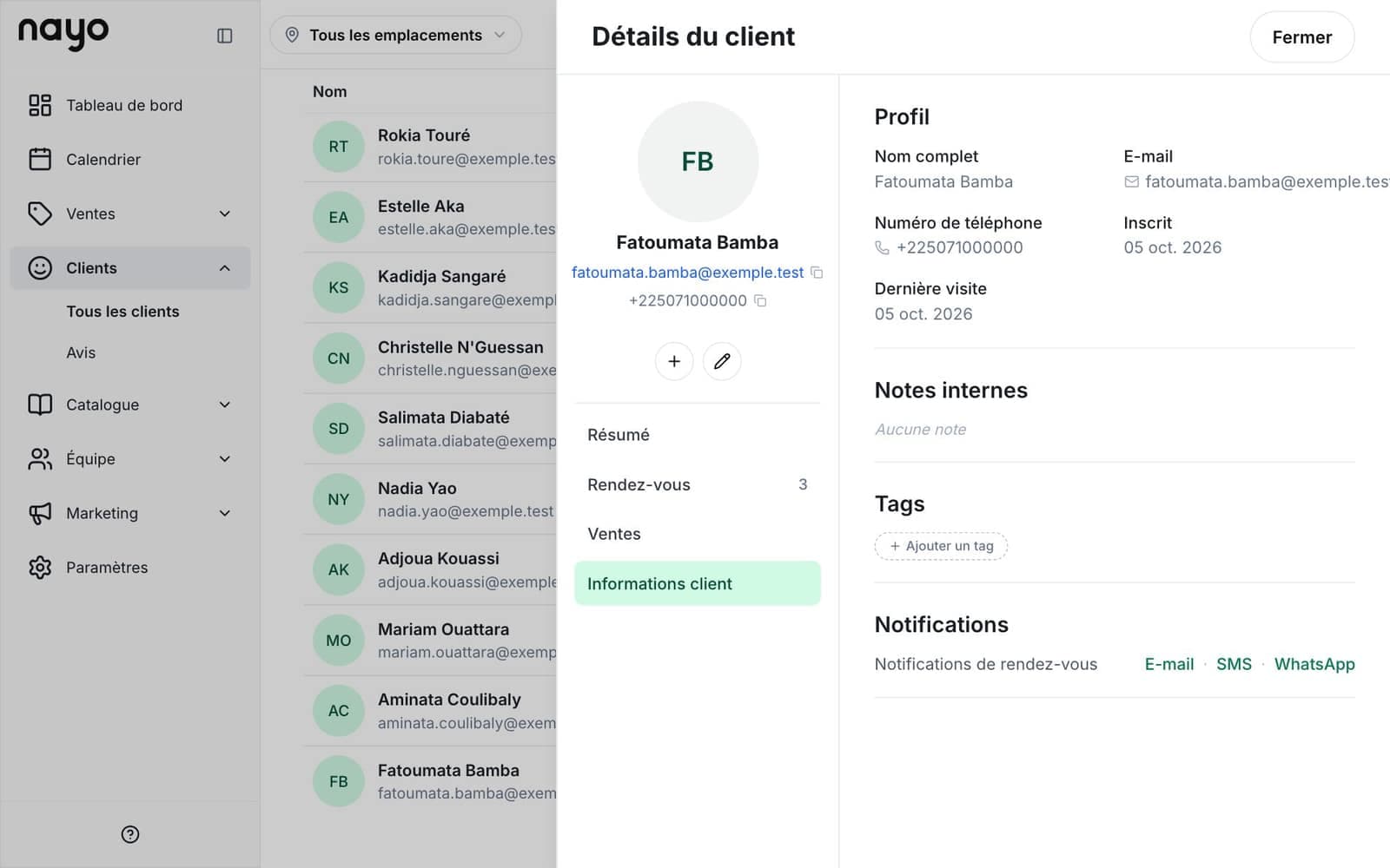 Préférences de contact