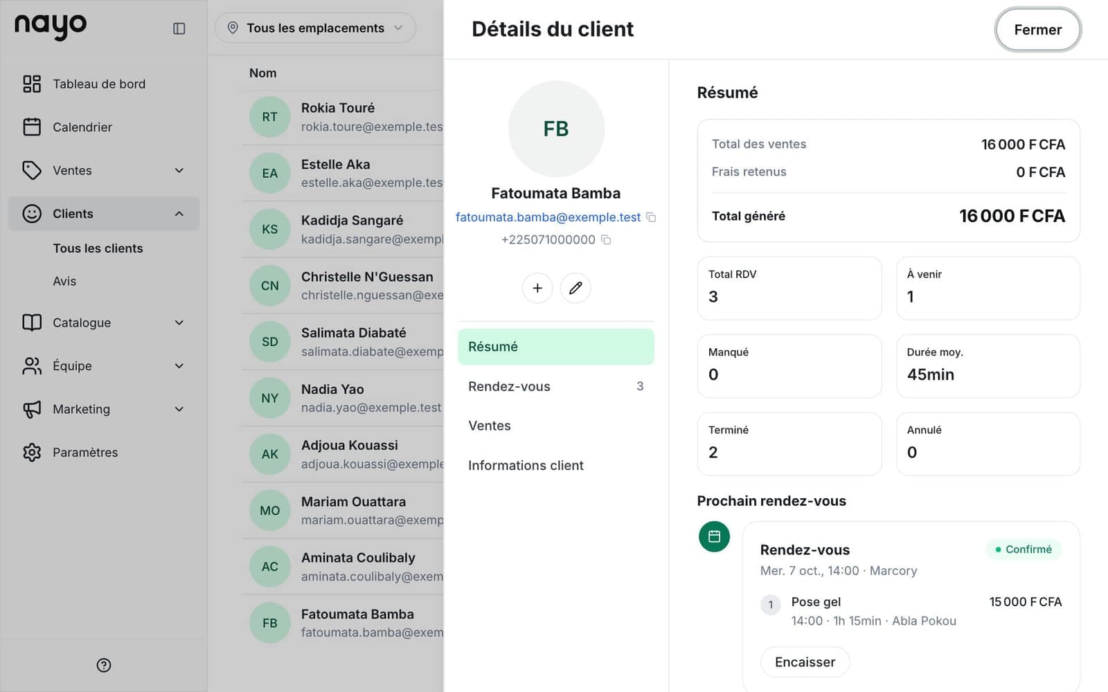 Résumé client
